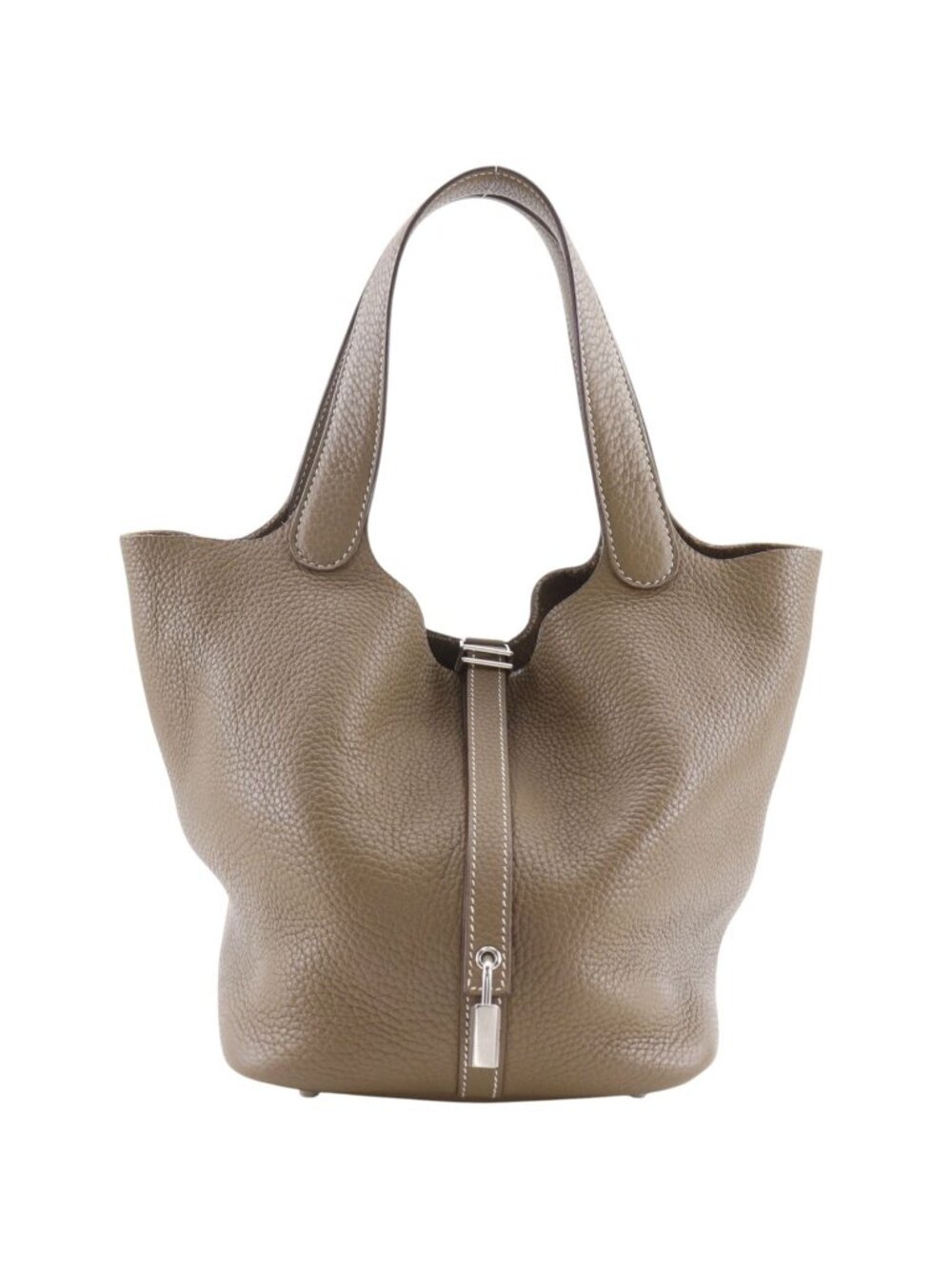 Hermes Picotin Lock MM Taurillon Clemence Etoupe Brown Handbag